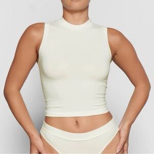 SKIMS Cream Sleeveless Crop Top